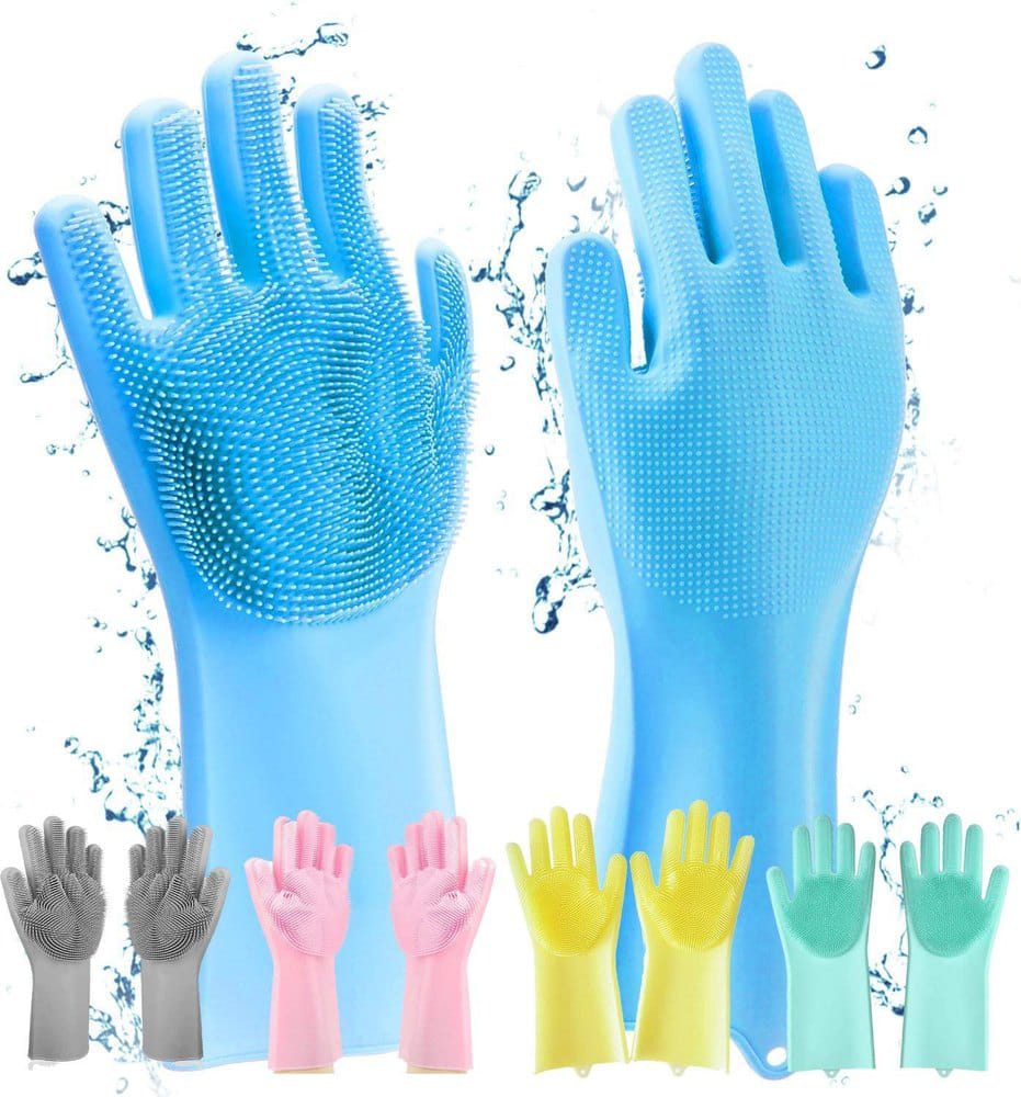 Silicone Washing Full Finger Gloves - For Home (Random Colors) ZE Enterprises