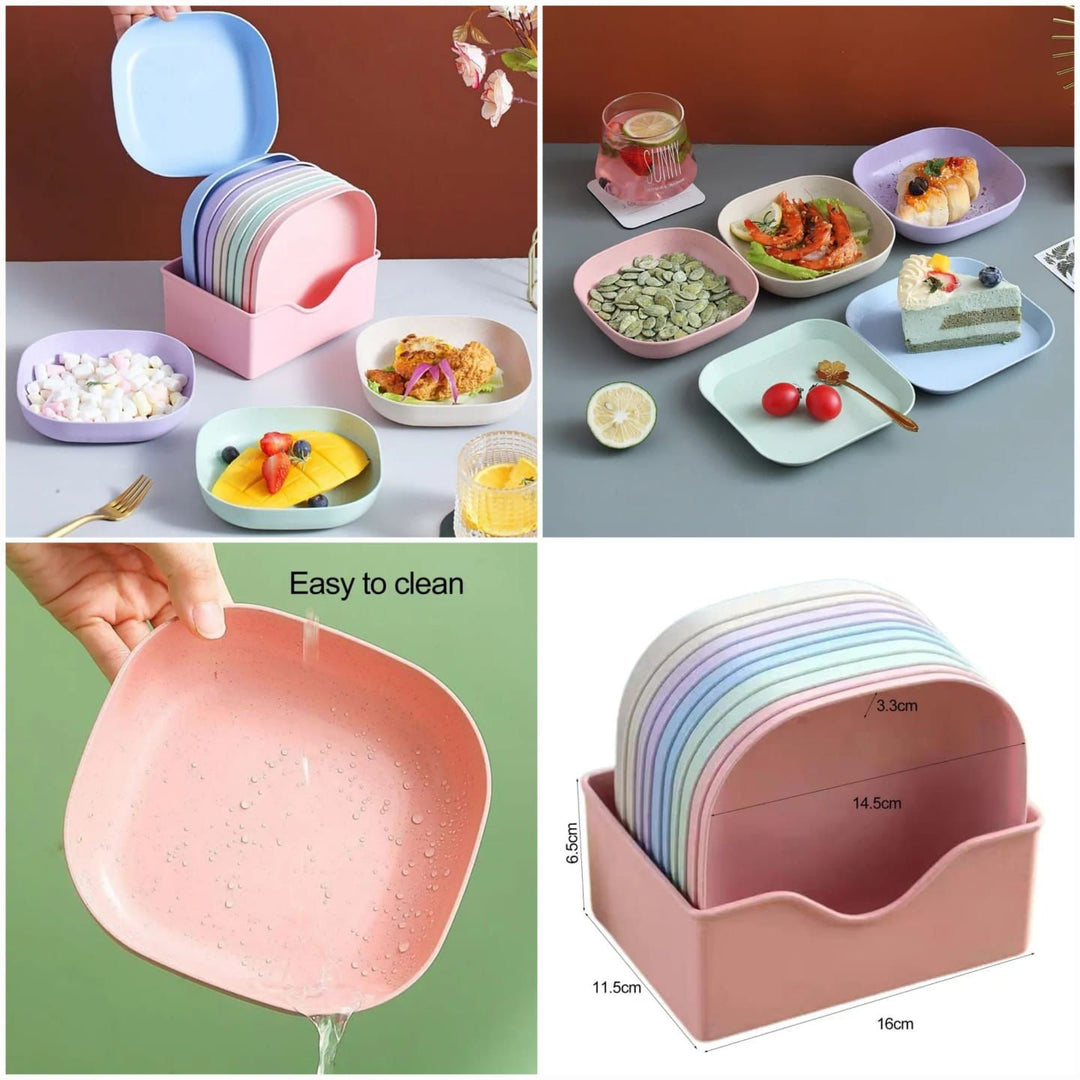 10pcs Plates Set With Holder (Random Colours) ZE Enterprises