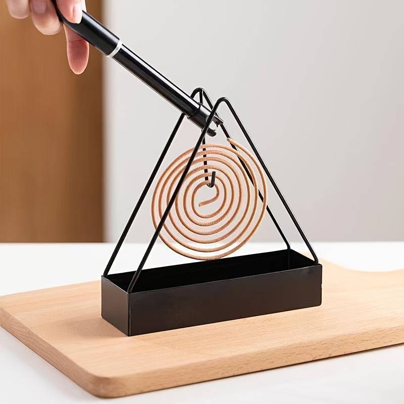 1pc Simple Triangle-shaped Iron Mosquito Coil Holder Creative Hanging Or Standing Incense Burner (Random Color) ZE Enterprises