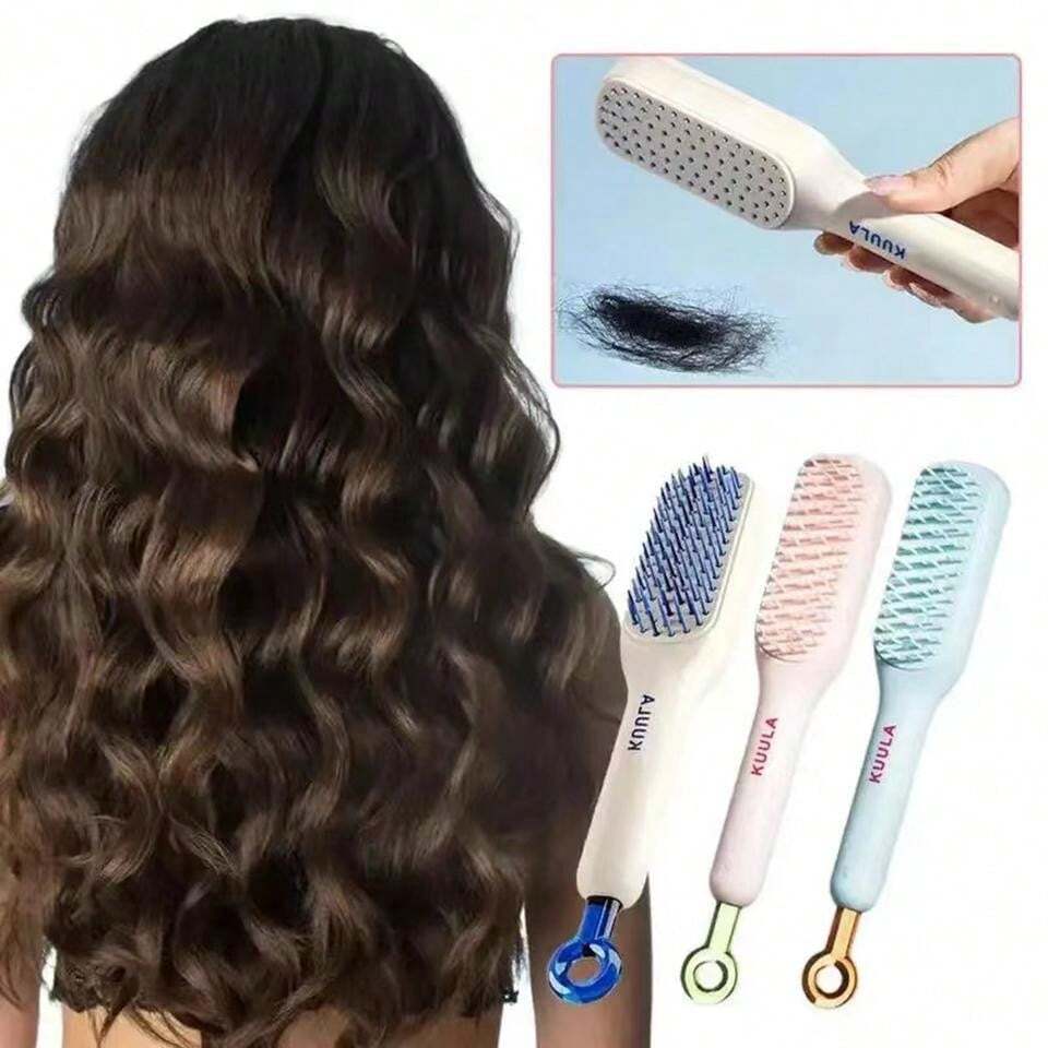 Self cleaning hair comb (random color)   with box ZE Enterprises