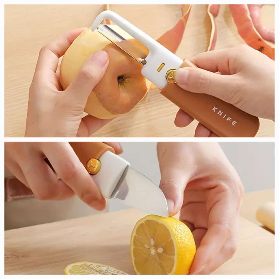 Stainless Steel 2 in 1 Fruit cutting Knife with Peeler For Peeling and Cutting,(random color) ZE Enterprises