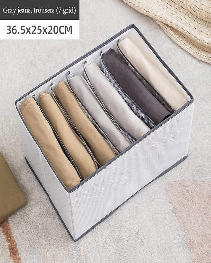 7 Grids Washable Wardrobe Clothes Organizer, Jeans Compartment Storage Box, Clothes Drawer Mesh Separation Box, Portable Foldable Closet ZE Enterprises