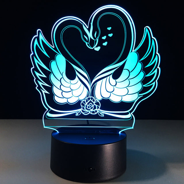 Swan Love Heart illusion Lamp,romantic glow, beautiful lighting piece ( approximately 8 x 6 inches ) ZE Enterprises