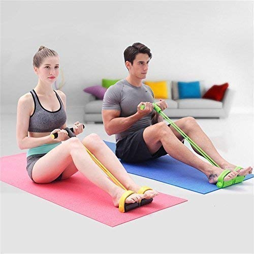 Foot Pedal Resistance Band Elastic Sit-Up Pull Rope Yoga Fitness Gym - Elastic Pull Ropes Tummy Trimmer (Random Colors) ZE Enterprises