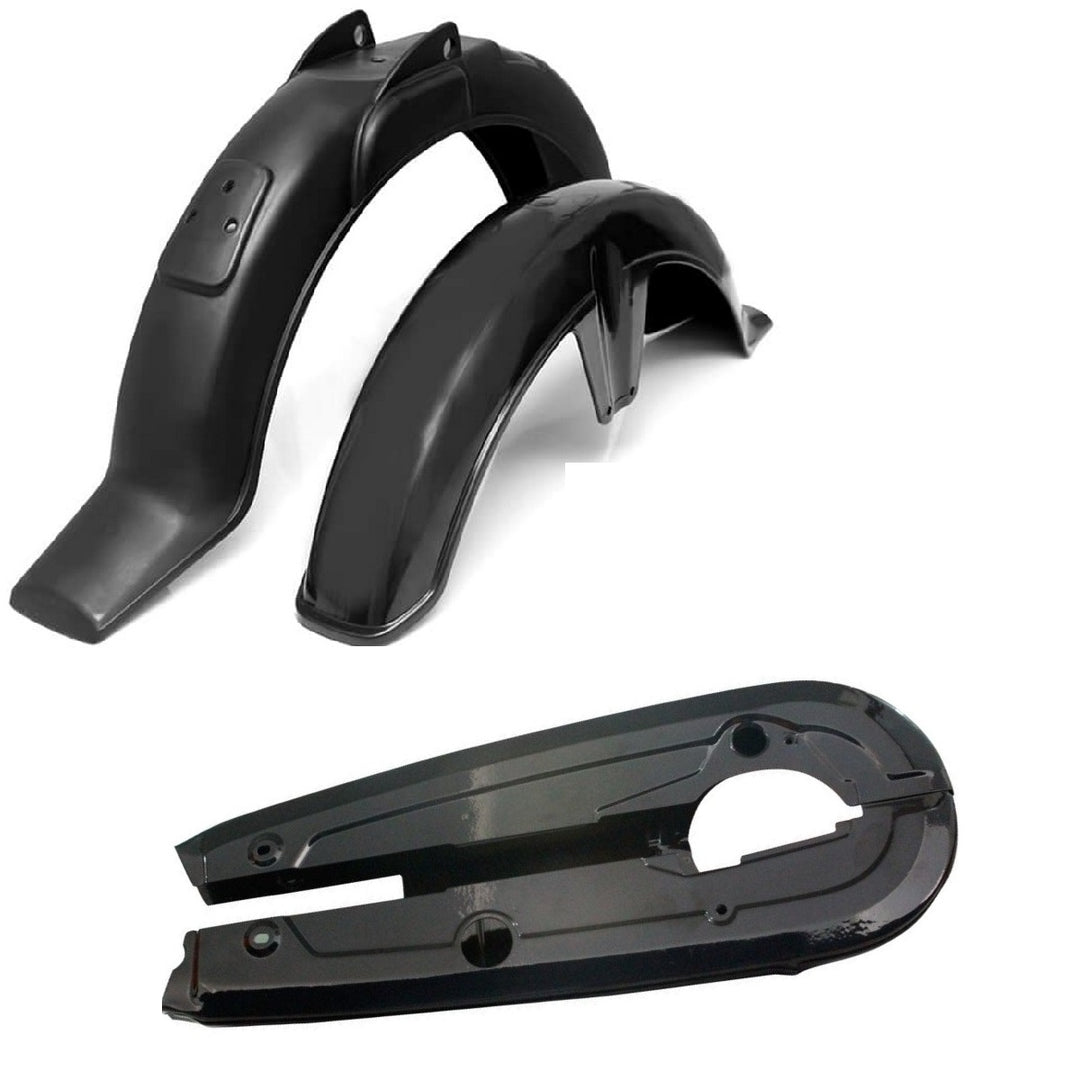 3 Pc Motorcycle Plastic Mudguards Plus Chain Cover Set Best Quality - 70cc Bike - Rust proof ZE Enterprises