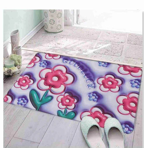 3D Printing Soft Mat Cut Flower Design Anti Slip Floor Door Mat Water Absorb for Bathroom, Kitchen or Room (Random color &amp; Designs) ZE Enterprises