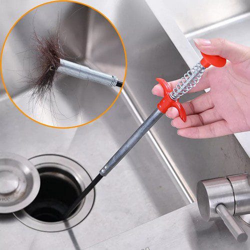 Stainless Steel Hair Catching Drain Cleaner Wire Spring Sink Cleaning Stick (90cm) ZE Enterprises