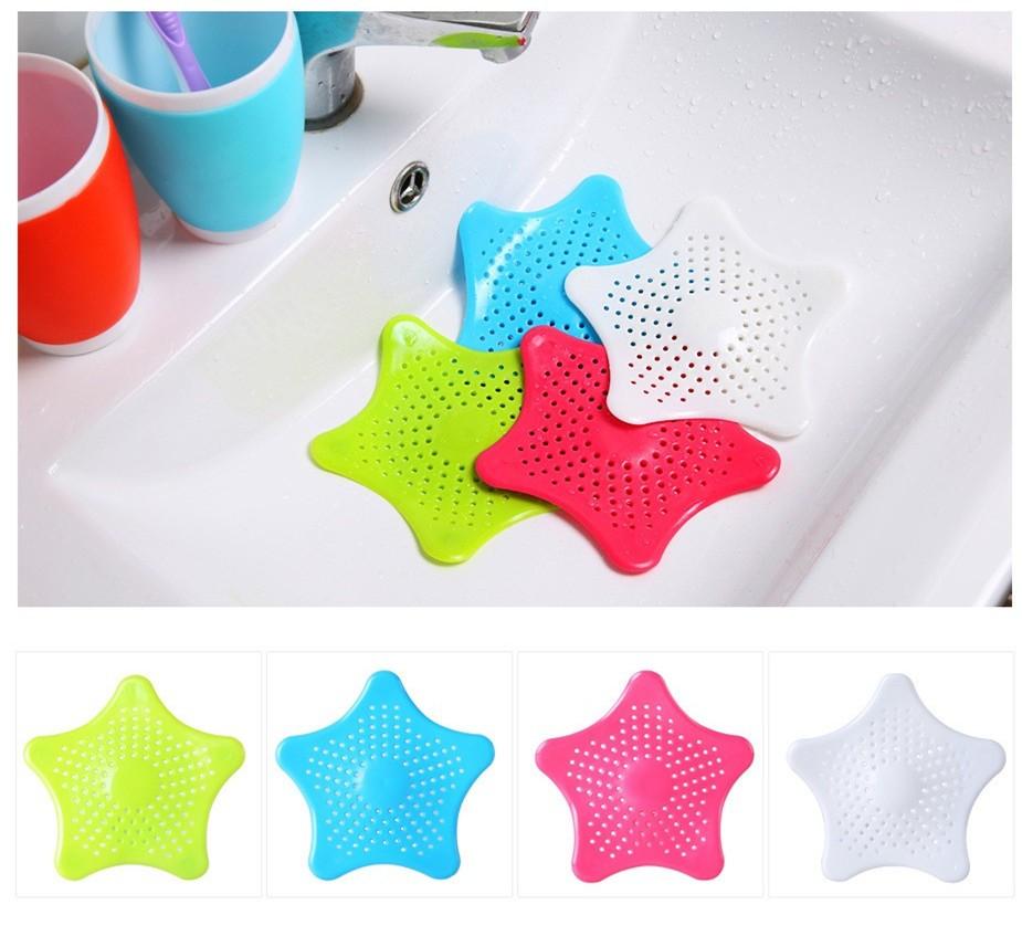 Silicone Rubber Star Fish Five-pointed Creative Star Sink Water Stopper Filter Sea Star Drain Hair Catcher &amp; Stopper Cover Sink Strainer Leakage Filter Kitchen and Bathroom (Random Color) ZE Enterprises