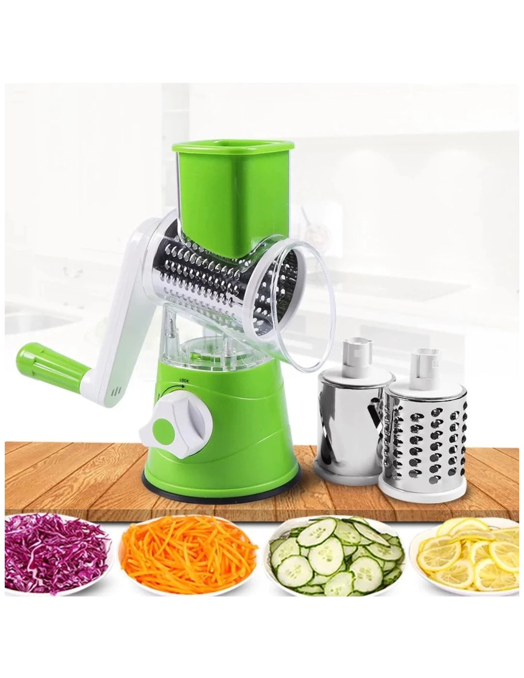 tabletop drum grater Manual Vegetable Cutter Slicer Multifunctional Round Slicer Gadget Multifunction Kitchen Gadget Food Processor Blender Cutter (Random colours ) ZE Enterprises