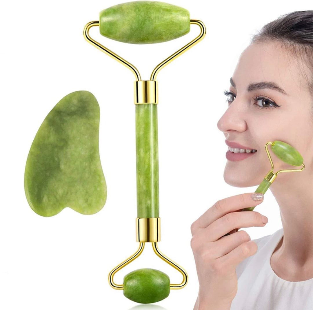 Flawless Jade Roller 2 In 1 Jade Roller &amp; Gua Sha Set ZE Enterprises