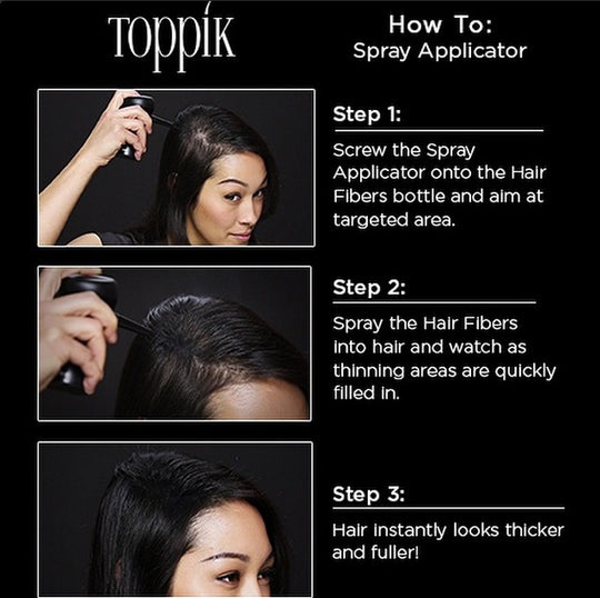 Toppik Pack of 3 - Fiber 27.5gm + Toppik Hair Comb + Toppik Applicator - BLACK and DARK BROW ZE Enterprises