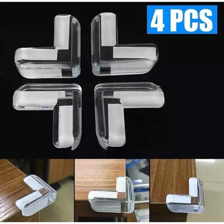 Set Of 4 Clear Safety Soft Plastic Table Desk Corner Guard Protector ZE Enterprises