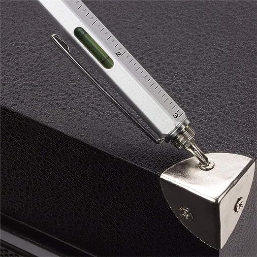 7 in 1 tool pen (stainless steel metal) Pen For Construction Tools, Gift Tool Pen, Multifunctional Technology Pen With Black Ballpoint Pen, Ruler, Handwriting Pen, Level, Screwdriver For Mens Gifts ZE Enterprises