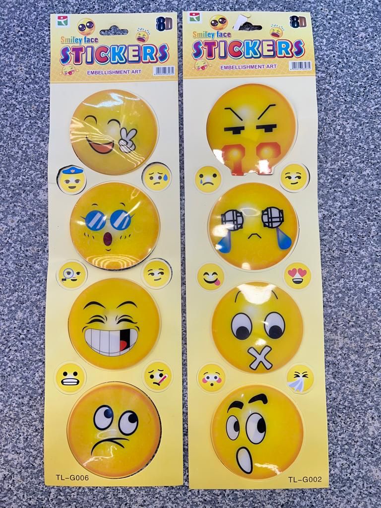 SMILY STICKERS DIFFERENT EMOJIS IN ONE PACKETS CUTE EMOJI SMILY STICKER FOR KIDS  USE FOR DECORATION OR HOME-DECOR (pack of 8 pcs ) ZE Enterprises