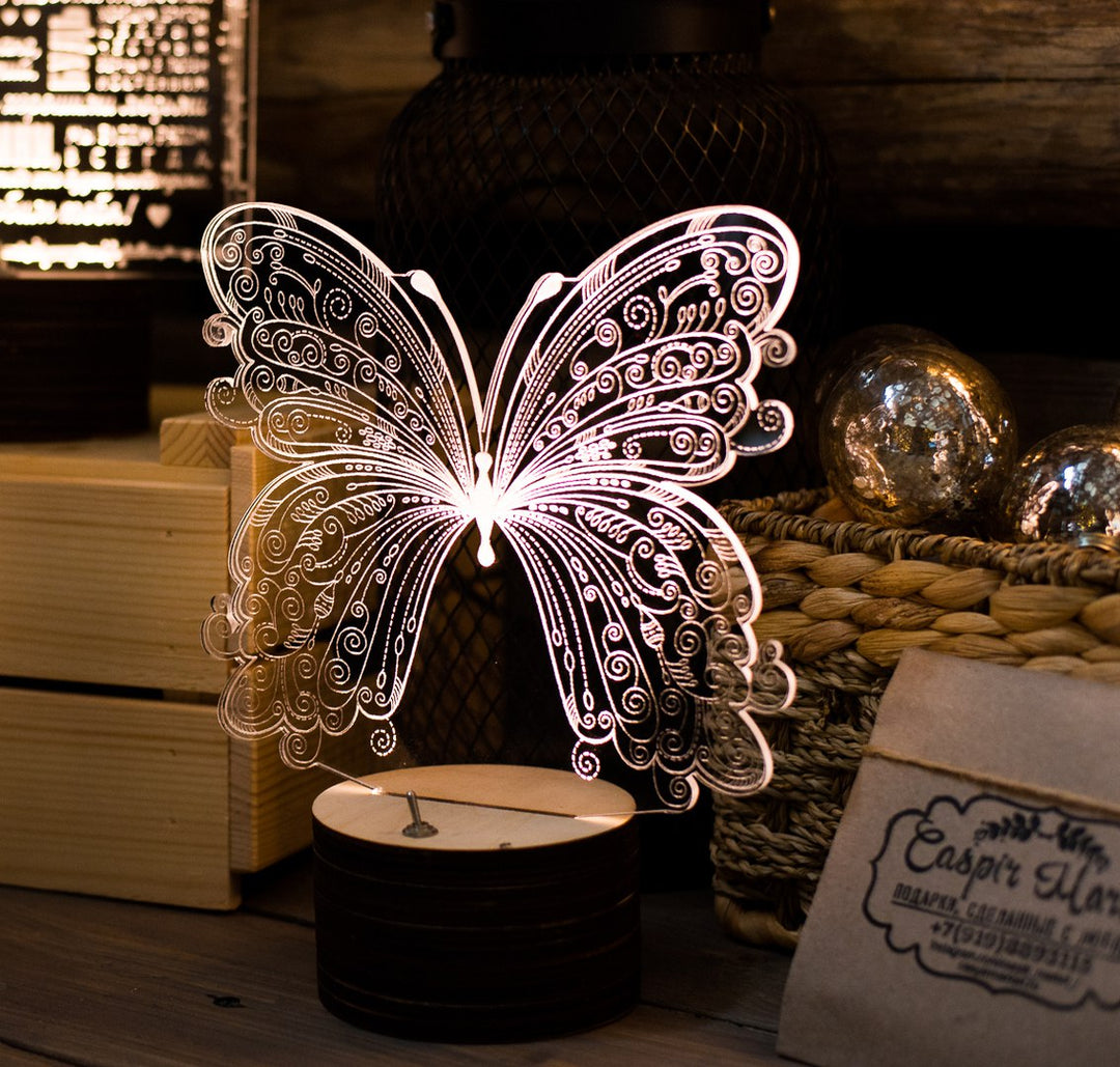 3D Butterfly Illusion Lamp – Beautiful Night Lamp, Decorative Piece, and Unique Gift ZE Enterprises