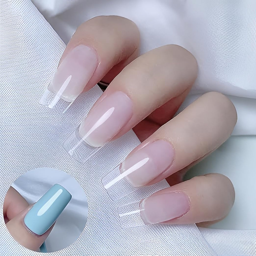 (square shape )Artificial Nails 100pcs With Nail Glue, Beautiful Fancy Fake Nails ,Acrylic Nails Kit Transparent &amp; Natural False Nail ZE Enterprises