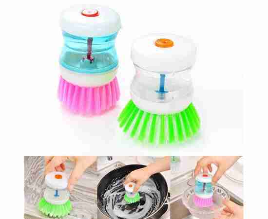 Self Dispensing Cleaning Brush Dish Brush Liquid Soap Plastic Dish Cleaning Brush Home Cleaning Laundry Products Kitchenwar(Random color) ZE Enterprises