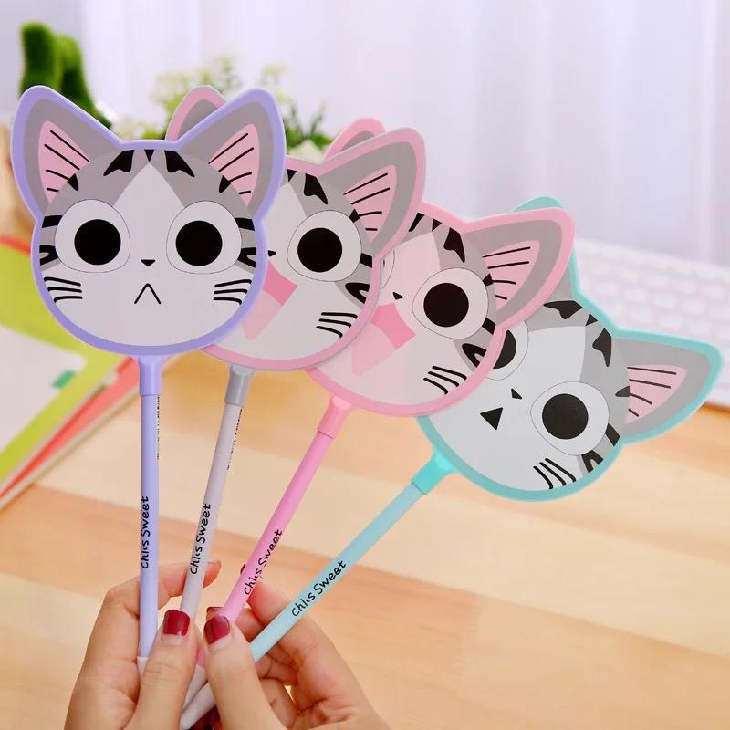 6 pcs Newest Plastic Cat Fan Shape Creative Student Prize Stationery   Pen ZE Enterprises