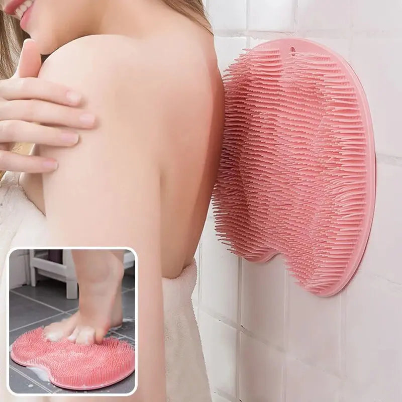 (NW000144) Body Wash Brush Shower Foot &amp; Back Scrubber Mat, Wall Stick Suction Silicone Bathroom Scrubber (Random color) ZE Enterprises