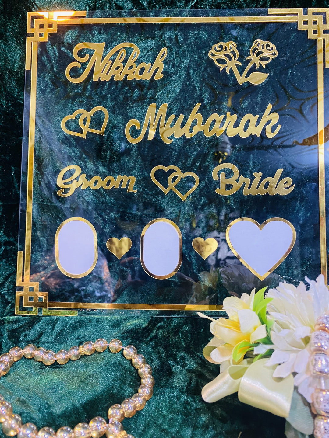 (square frame )TRANSPARENT NIKKAH THUMB BOARD/NIKKAH CEREMONY/NIKKAH REGISTERATION BOARD ZE Enterprises