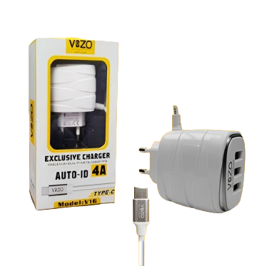 VIZO V16 Fast Charging With Triple USB Ports | Android Mobile Phone Charging Adapter with Usb Data cable | Travel Charger ZE Enterprises