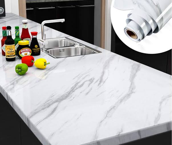 white Marble Sheet Marble Sheet for Kitchen - Anti Oil and Heat Resistant Wallpaper White Marble Sheet ZE Enterprises