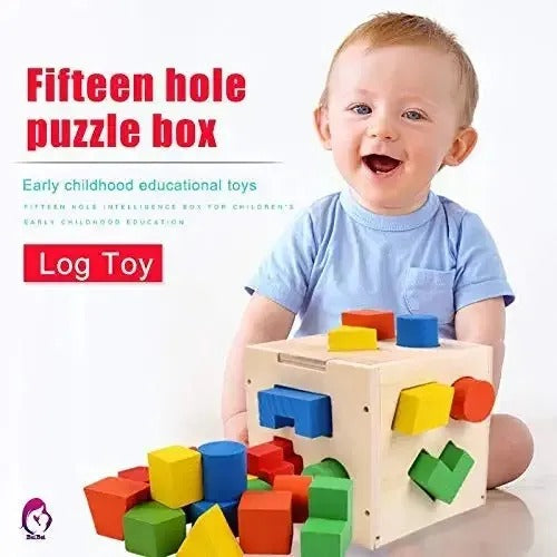 Wooden Hole Shape Intelligence Box Big Shape ,Wood Puzzle Geometric Shape Blocks ZE Enterprises