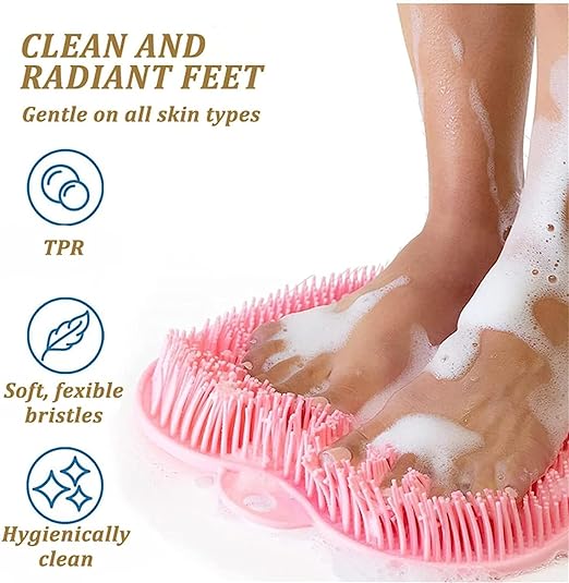 Shower Foot &amp; Back Scrubber Mat, Wall Stick Suction Silicone Bathroom Scrubber (Random color) ZE Enterprises