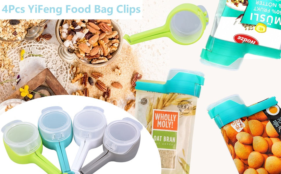 1 Bag Clips For Food,Bag Clips With Cap ,,Kitchen Food Storage and Organization Moisture Sealing Clamp( random color) ZE Enterprises