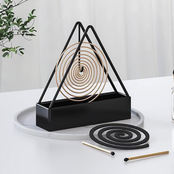 1pc Simple Triangle-shaped Iron Mosquito Coil Holder Creative Hanging Or Standing Incense Burner (Random Color) ZE Enterprises