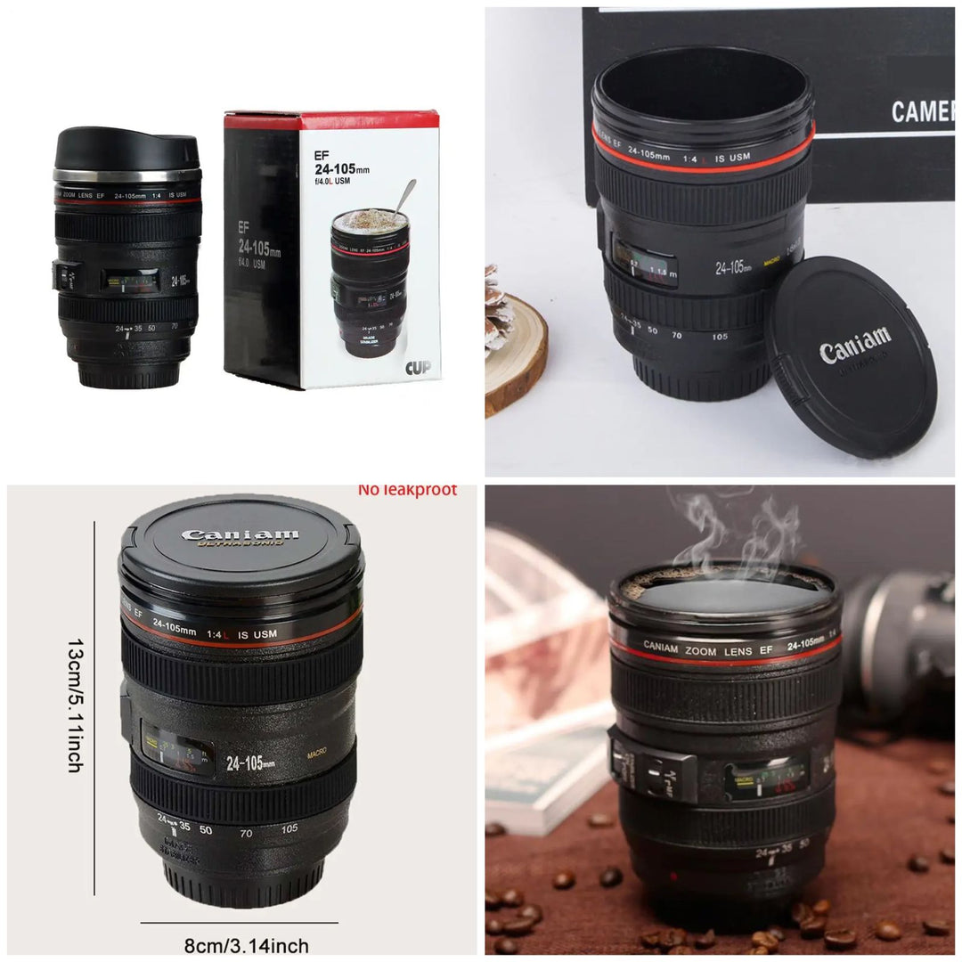 Stainless Steel Camera Coffee Lens Mug , White Black Coffee Mugs ZE Enterprises