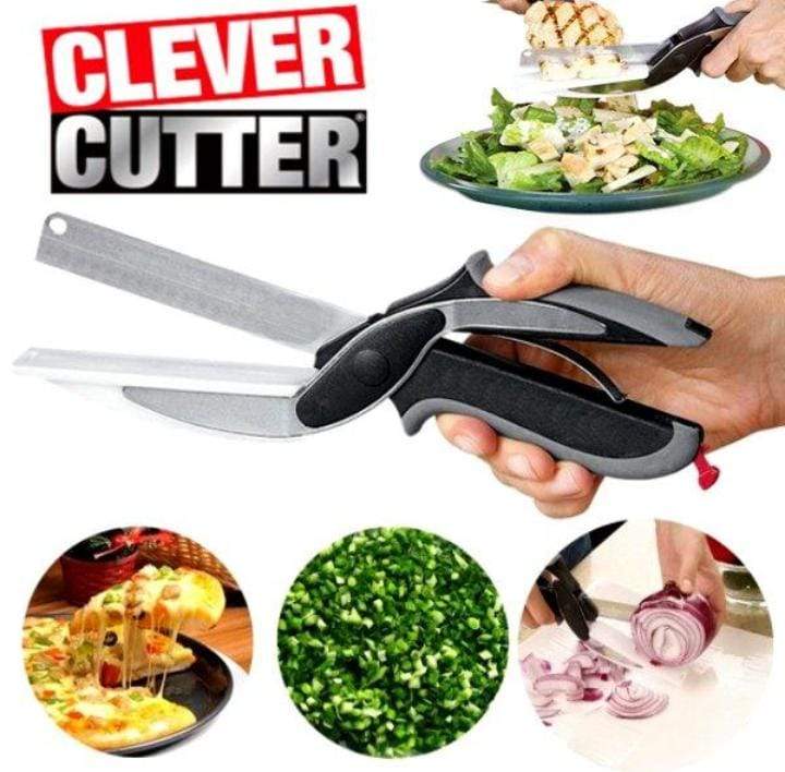 2 in 1 Salad Chopper Vegetable Cutter with Built-in Cutting Board Food Cutter Kitchen Scissors Cut Vegetables Cut Fruits ZE Enterprises