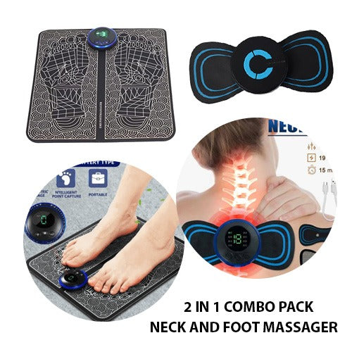 (Pack Of 2) EMS Massager for Neck &amp; Foot Combo Pack With rechargable Battery ZE Enterprises