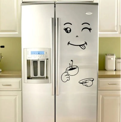 4 Different Funny Fridge Stickers Eating Drinking Smiley Face Wall Stickers For Dining Room Home Decoration Diy Vinyl Art Wall Decal Refrigerator Sticker ZE Enterprises