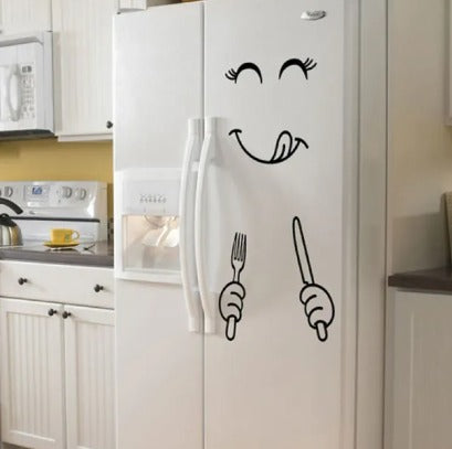 4 Different Funny Fridge Stickers Eating Drinking Smiley Face Wall Stickers For Dining Room Home Decoration Diy Vinyl Art Wall Decal Refrigerator Sticker ZE Enterprises