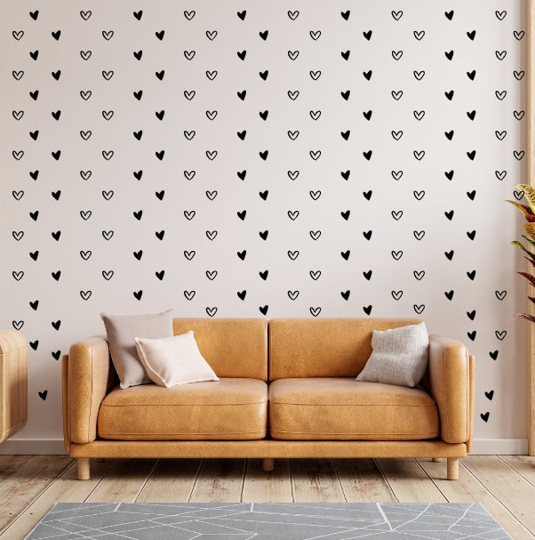 90 Heart Shaped Stickers Line Art For Wall Decoration | Heart Patterns | 1.9inch each ZE Enterprises