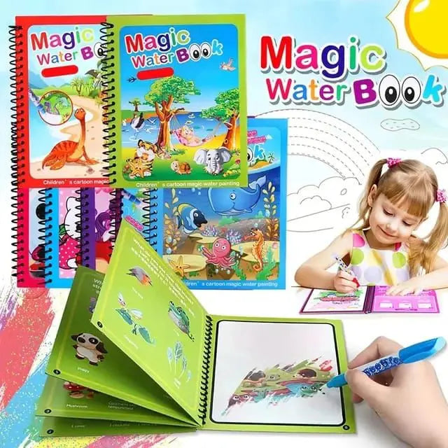 (NW00037) Magic Water Book Painting Drawing Coloring Board Book Magic Water Pen (random book ) ZE Enterprises