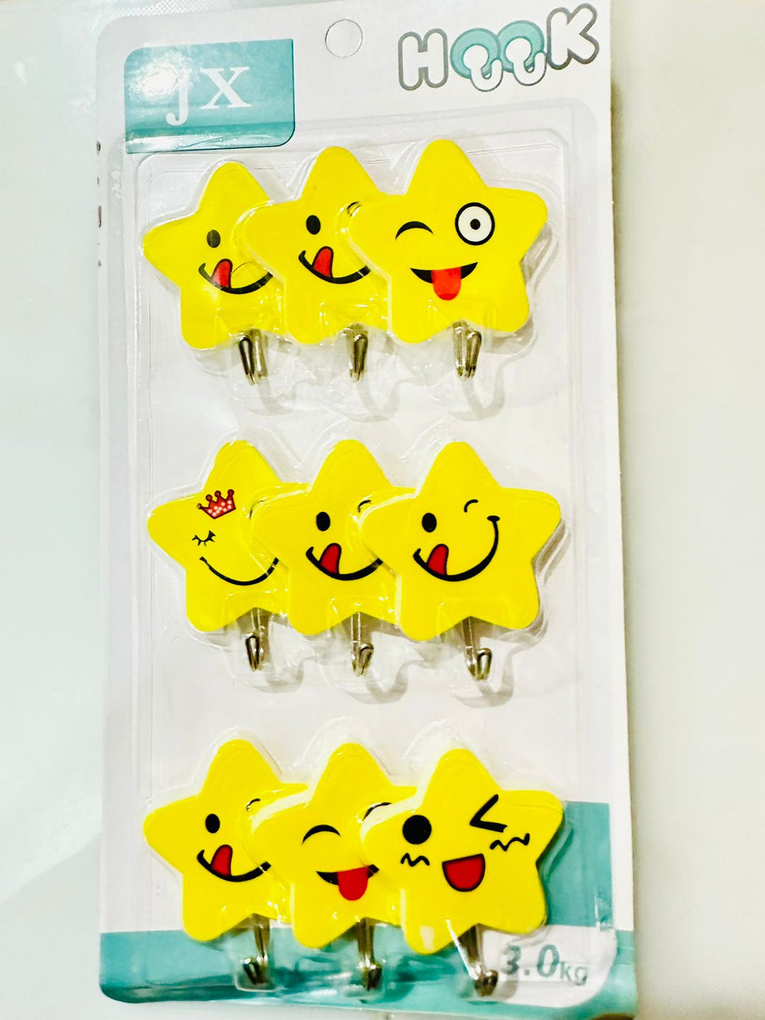 9pcs SELF ADHESIVE- EMOJI WALL HOOK- STAR SHAPE- ZE Enterprises