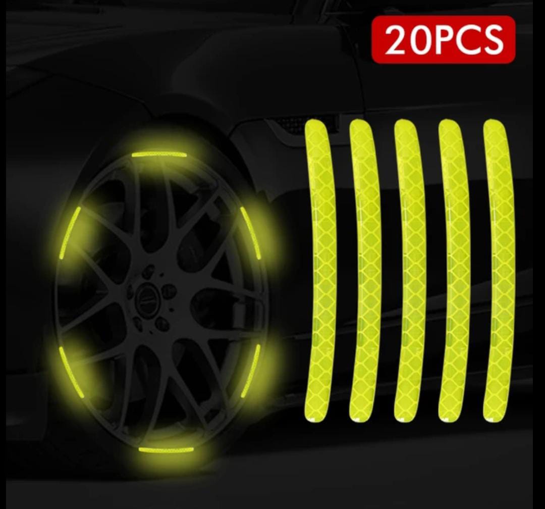 (20pcs) Wheel center reflective stickers Stripe | wheel hub sticker for Car, bicycle, motorcycle | car warning sticker  (Random colors) ZE Enterprises