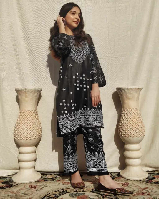 Summer Collection Linen Printed 2pc Dress Ready To Wear For Women ZE Enterprises