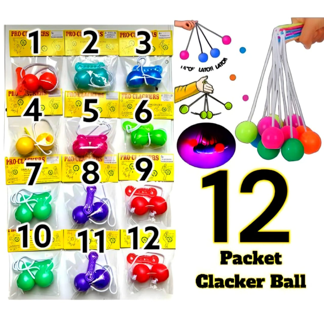 12 packet tak tak clacker ball | china ball | pack of 12 pair ( 24 balls ) for kids and adults (Random Color) ZE Enterprises