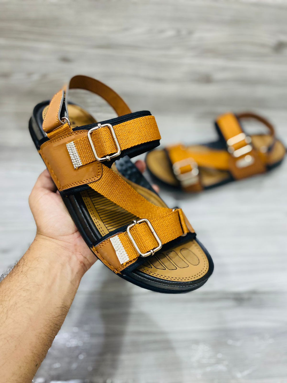 (yellow) Cross-Cross Sandle  For Men ZE Enterprises