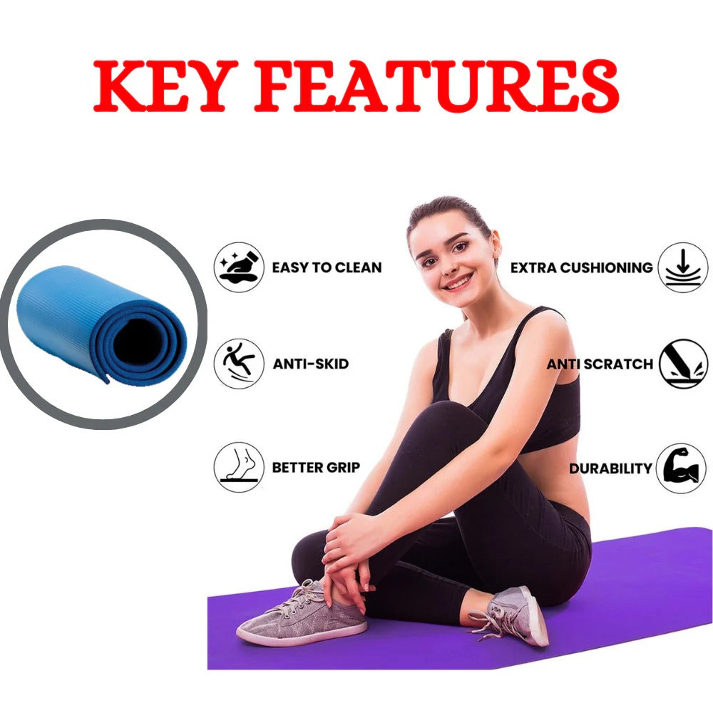 Yoga Matt Non-Slip Exercise Gym Flooring Mat Premium Quality For Men and Women Multi Purpose Uses (random color) ZE Enterprises