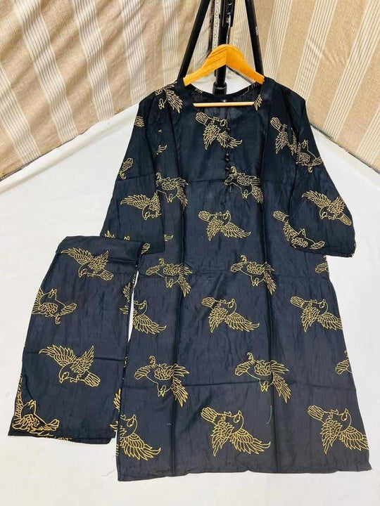 (black ) Sparrow Block print Stitched Suits casual wear for girls  (Lilen) ZE Enterprises