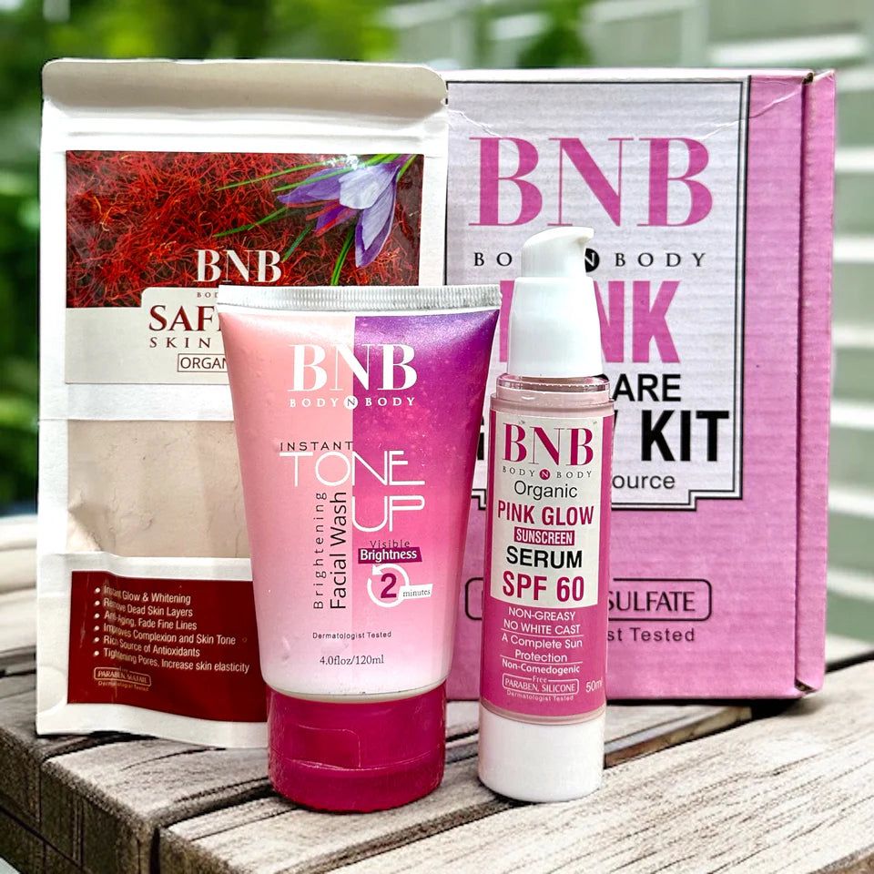 BNB Pink Glow Kit ( Toneup Facewash + Saffron Mask + Pink Glow Sunscreen) ZE Enterprises