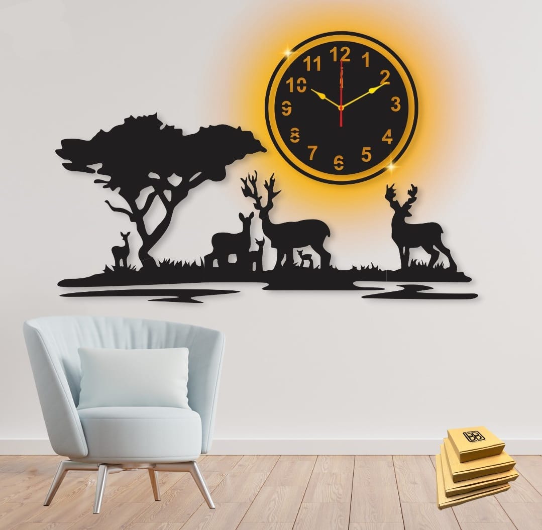 3d wall clock with light Wooden Wall Clock ZE Enterprises