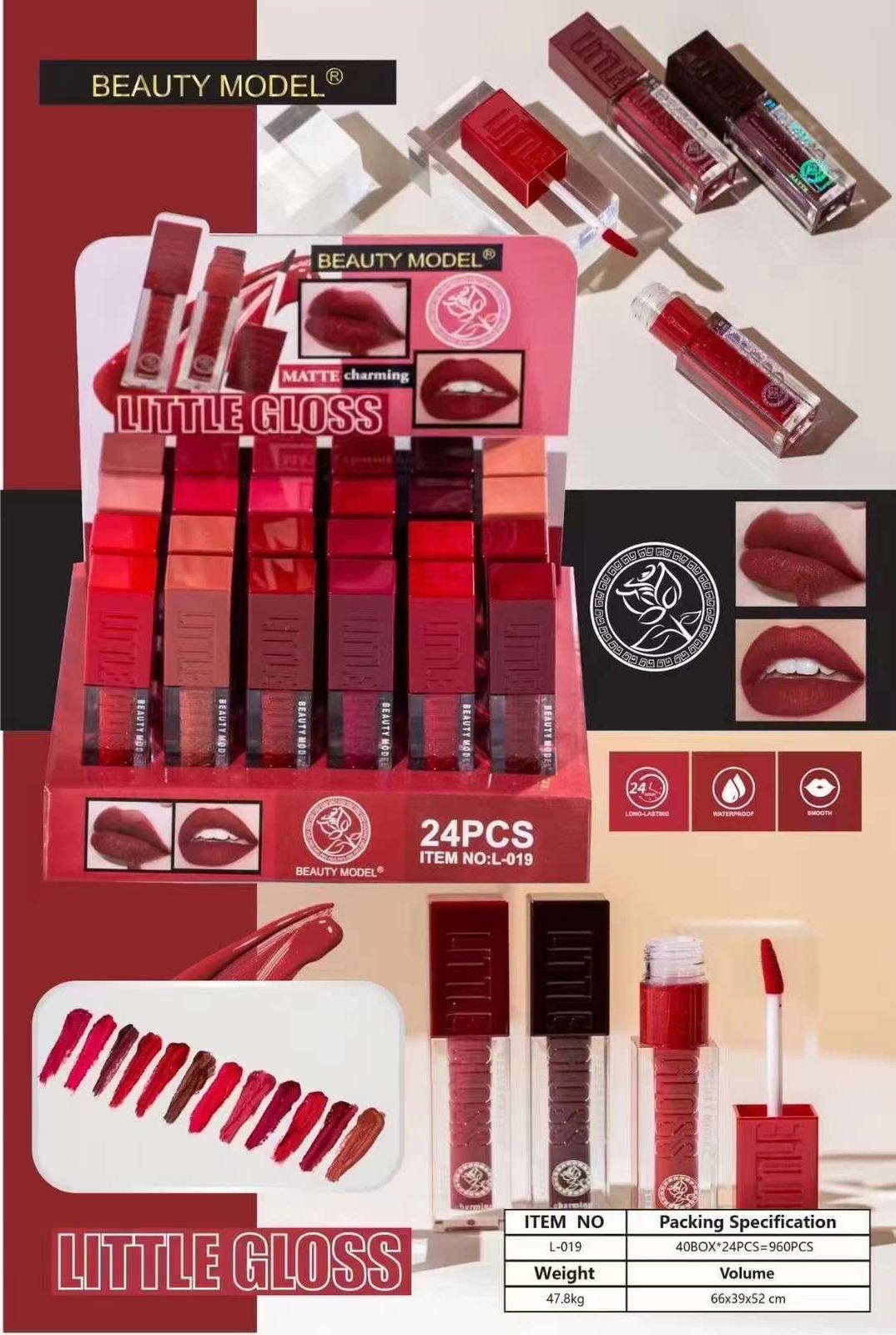 24 Pcs Pack BEAUTY MODEL Matte Charming little Gloss ZE Enterprises