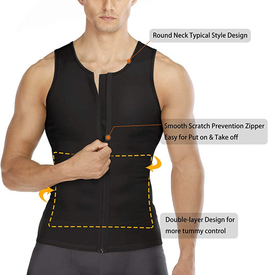 Hot Shapers Slimming Shirt Zipper Body Shaper Instead Slim Shirt For Men Black ZE Enterprises