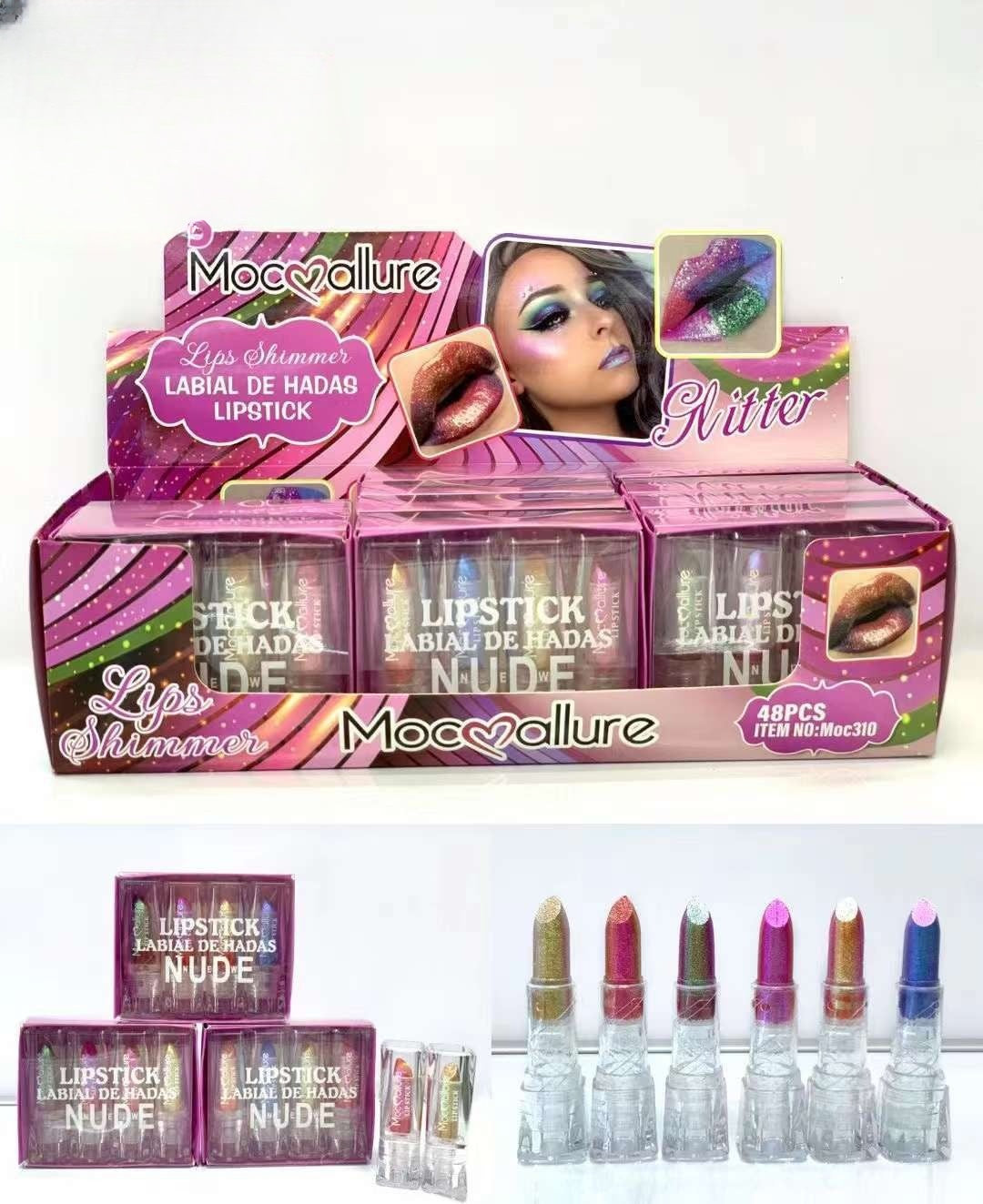 4 Pcs set Mocallure Glitter Lipstick For Girls (Random Color) ZE Enterprises