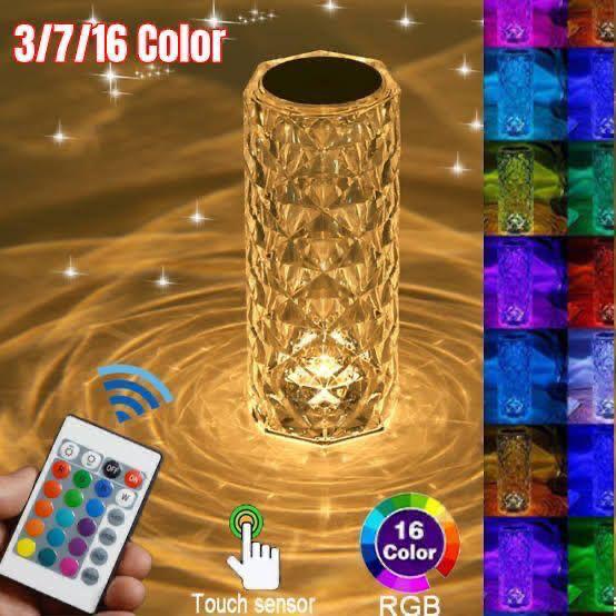 16 Colors Diamond Rose Crystal Touch Lamp Bedside Acrylic Usb Rechargeable Table Lamp ZE Enterprises